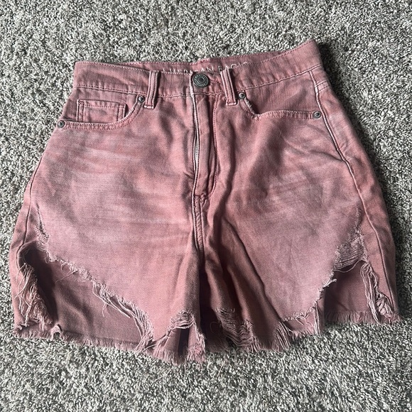 Shorts Pink American Eagle Juniors Sz 00 High Rise Shorts - Picture 1 of 4